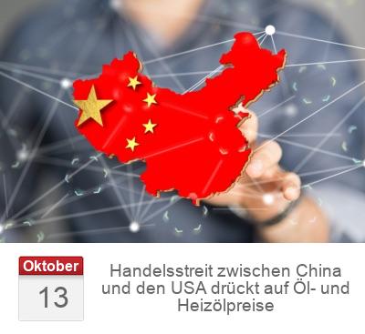 Handelsstreit zwischen China und den USA drückt auf Öl- und Heizölpreise