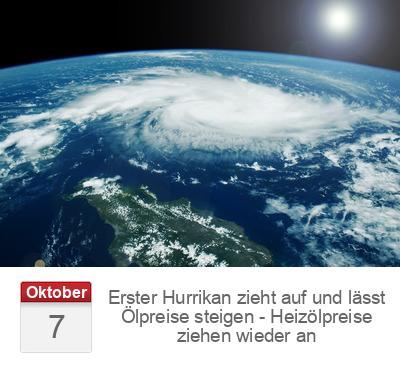 Erster Hurrikan zieht auf und lässt Ölpreise steigen - Heizölpreise ziehen wieder an