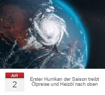 Erster Hurrikan der Saison treibt Ölpreise und Heizöl nach oben