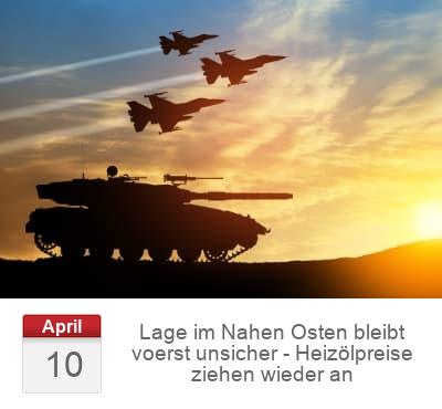 Lage im Nahen Osten bleibt voerst unsicher - Heizölpreise ziehen wieder an