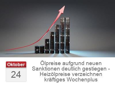 Ölpreise aufgrund neuen Sanktionen deutlich gestiegen - Heizölpreise verzeichnen kräftiges Wochenplus