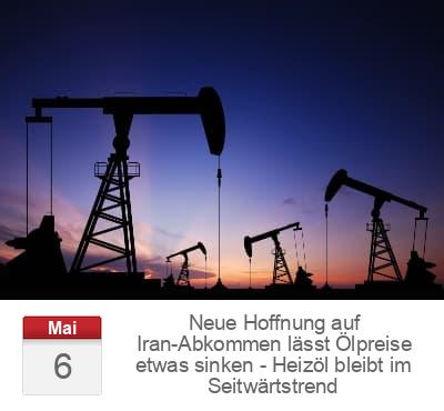 Neue Hoffnung auf Iran-Abkommen lässt Ölpreise etwas sinken - Heizöl bleibt im Seitwärtstrend