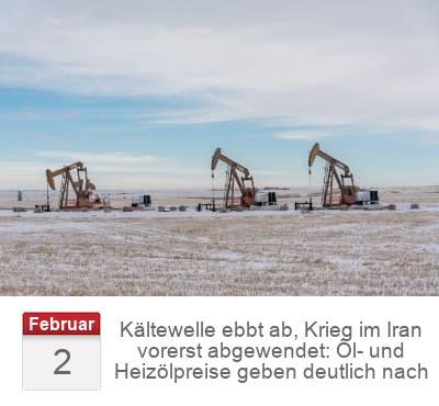 Kältewelle ebbt ab, Krieg im Iran vorerst abgewendet: Öl- und Heizölpreise geben deutlich nach