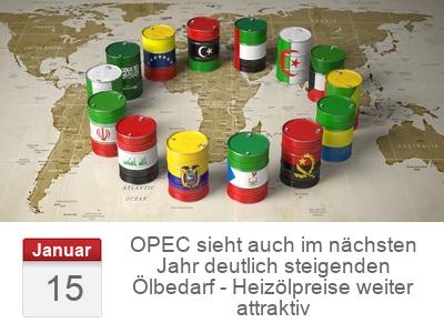 OPEC sieht auch im nächsten Jahr deutlich steigenden Ölbedarf - Heizölpreise weiter attraktiv