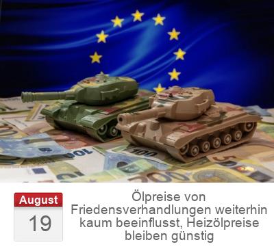 Ölpreise von Friedensverhandlungen weiterhin kaum beeinflusst, Heizölpreise bleiben günstig