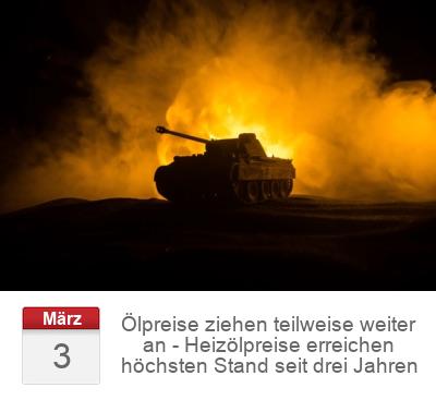 Ölpreise ziehen teilweise weiter an - Heizölpreise erreichen höchsten Stand seit drei Jahren