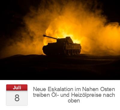 Neue Eskalation im Nahen Osten treiben Öl- und Heizölpreise nach oben