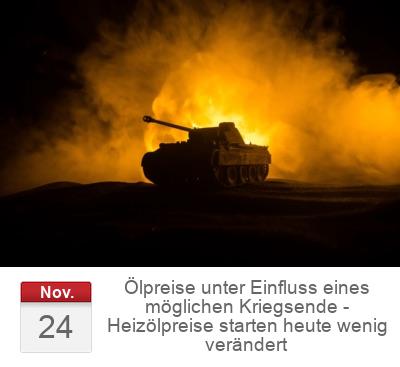 Ölpreise unter Einfluss eines möglichen Kriegsende - Heizölpreise starten heute wenig verändert