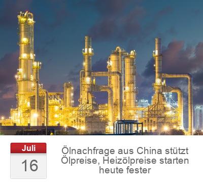 Ölnachfrage aus China stützt Ölpreise, Heizölpreise starten heute fester