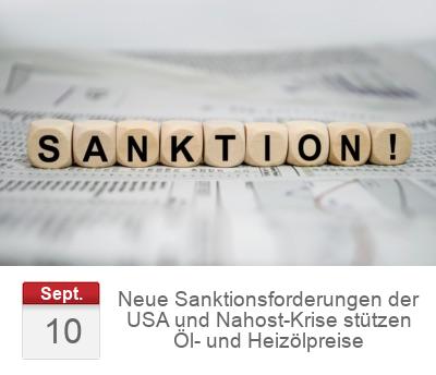 Neue Sanktionsforderungen der USA und Nahost-Krise stützen Öl- und Heizölpreise