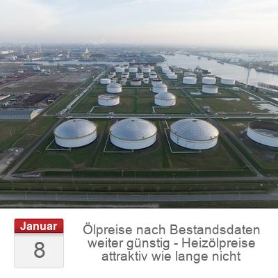 Ölpreise nach Bestandsdaten weiter günstig - Heizölpreise attraktiv wie lange nicht