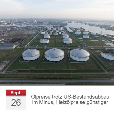 Ölpreise trotz US-Bestandsabbau im Minus, Heizölpreise günstiger