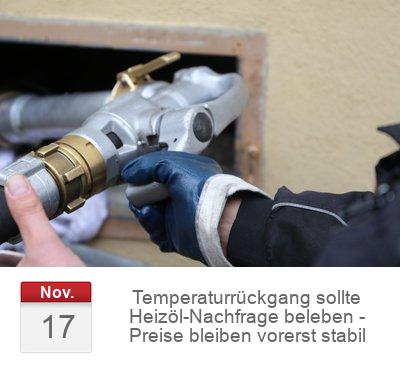 Temperaturrückgang sollte Heizöl-Nachfrage beleben - Preise bleiben vorerst stabil