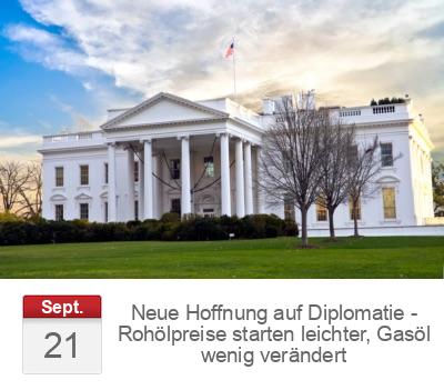 Neue Hoffnung auf Diplomatie - Rohölpreise starten leichter, Gasöl wenig verändert